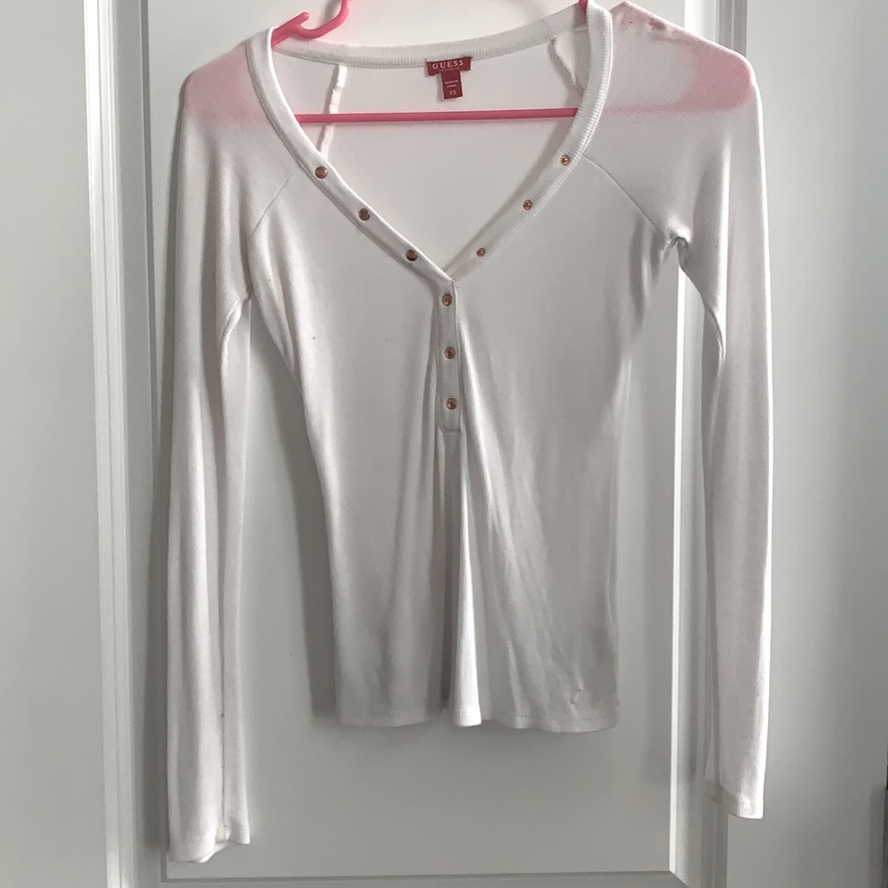 GUESS Long Sleeve White Shirt | Size: XS